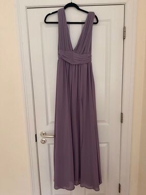 Lulu's Lavender V-Plunge Chiffon Maxi Dress